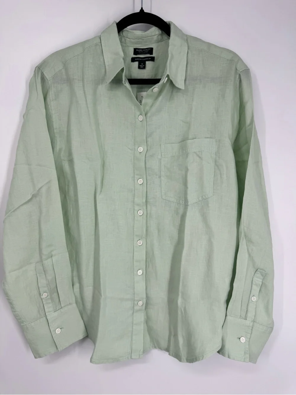 NWT J. Crew Garçon Classic Button Shirt Baird McNutt Irish Linen Sheer Mint 10